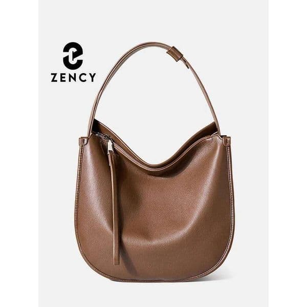 Zency Women's Simple Fashion Designer Messenger Genuine Leather Shoulder Handbag Large Capacity Tote Bag Hobo Cross For Work Suotong2510