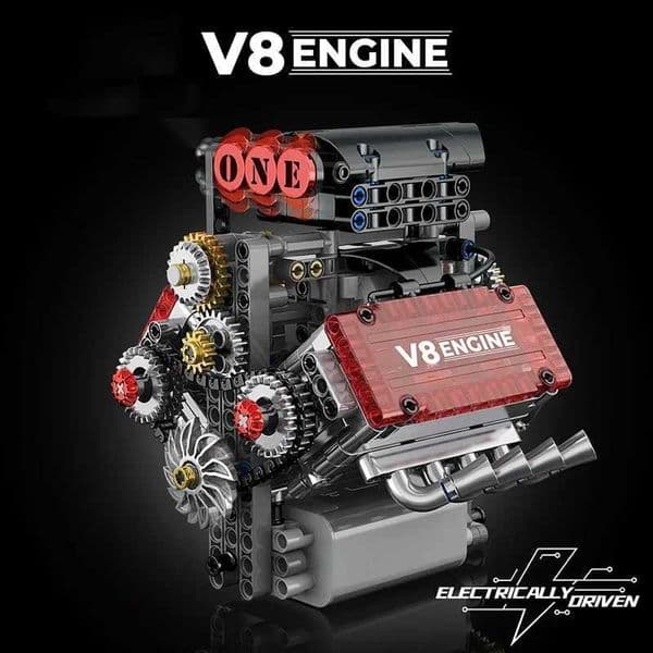 Brick V8 Engine Motorized Simulation Model Electrically Drive Building Blocks Technical Car Parts Creative Toys Gifts Boys Adult W251009
