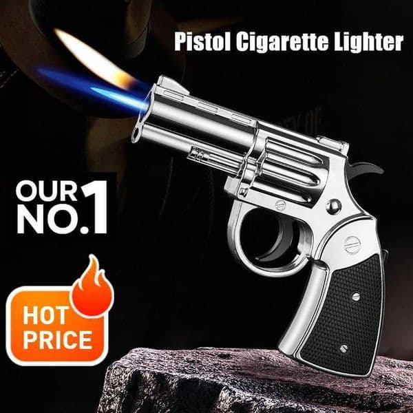 Gun Ignitor Windproof Metal Inflatable Cigar Lighter Inflatable Switchable Fire Pistol Cigarettes Lighters Smoking Accessories W251009