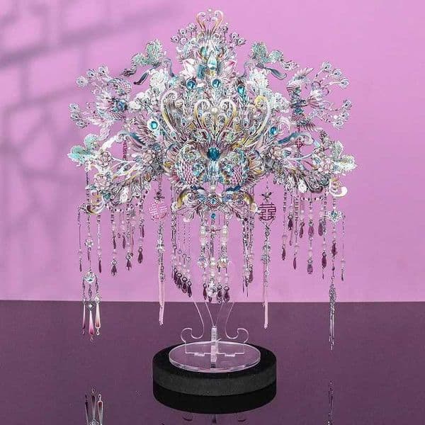 Gangda Fendai Silver Phoenix Crown DIY Handmade Materials Guofeng Assembled Model 3D Threedimensional Metal Puzzle Wedding Gift X251009