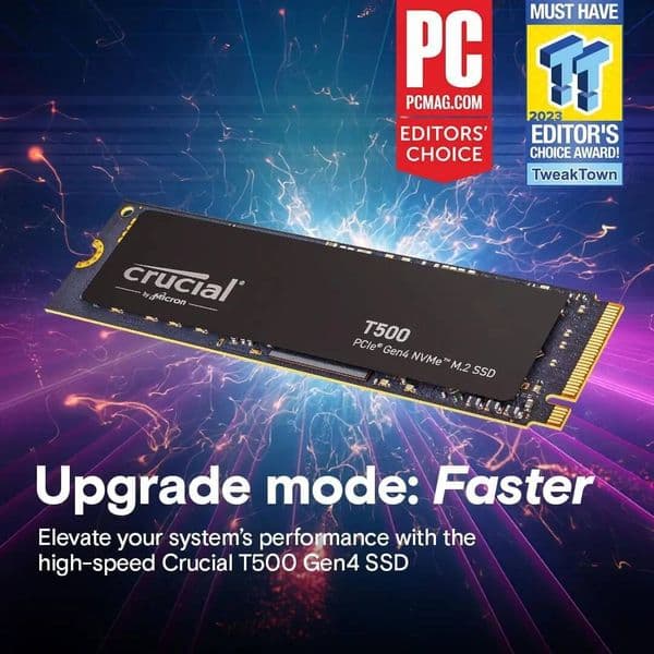 Crucial T500 500GB 1TB Gen4 NVMe M2 Internal Gaming SSD Up to 7300MBs Laptop Desktop NEW and OriginalOEM Package