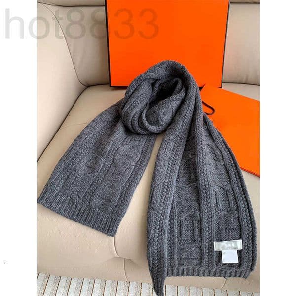 Scarves Designer h Pig Nose Knitted Cashmere Scarf for Women Solid Color Premium Winter Thickened Warm Couple's Men 5ezg FR39