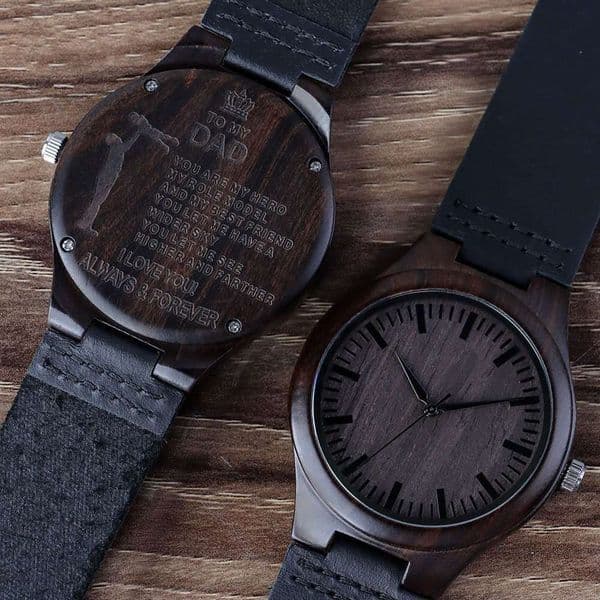 Wooden Men's High-end Waterproof Decorative Quartz Watch Fashion Genuine Leather Wristwatch