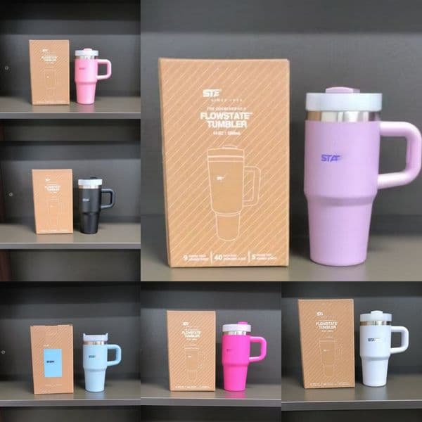 Tumblers 14oz Water Bottle Stainless Steel Insulated Cup Tumbler With Handle And Straw Keep Cold Thermal Portable Car Travel Mug For Camping
