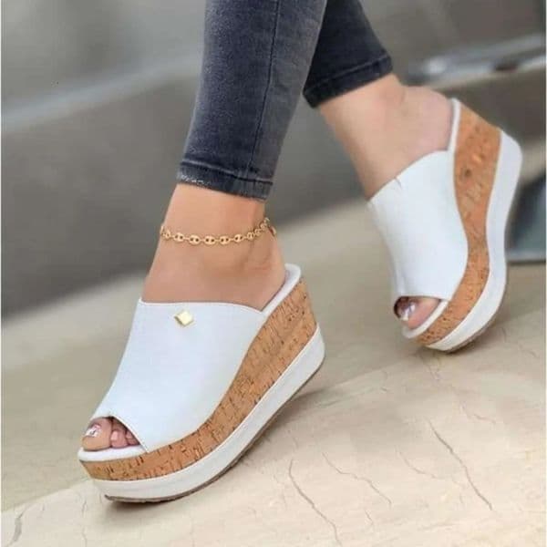 Retro Wedges Fish Summer Slippers Mouth Large Sandals Women High Heel Platform Solid Color Plus Size Shoes Sandalias Ddmymonkey Ddmymonkey Z 10.4-10