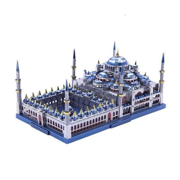 Microworld 3D metal puzzle Blue mosque building Model DIY Laser Cut Jigsaw Model gift For Adult Educational Toys Desktop decor X251009
