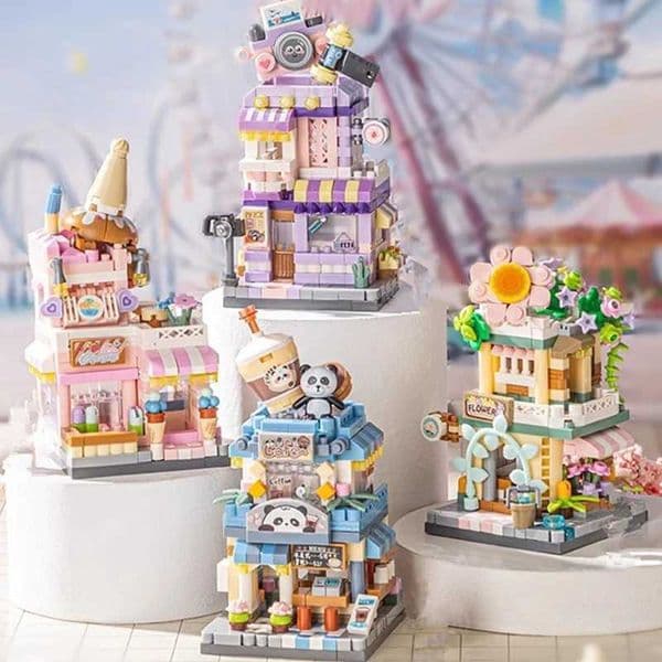 NEW Panda Pet Coffee Ice wer Shop Store Street View Food House Building Blocks Kit Girls Bricks Model Kids Toy Children F250109 C251011