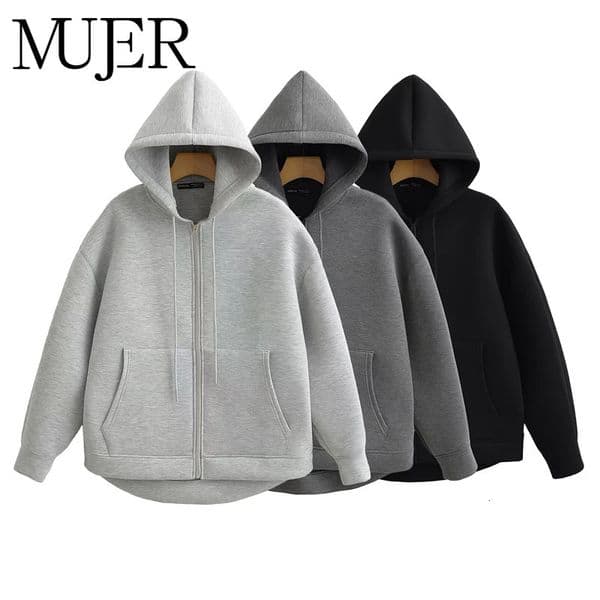 MUJER Zip up Hoodies Women Autumn Hooded Sweatshirt Woman Long Sleeve Oversized Womens Sweatshirts Hoodie Jackets 251009