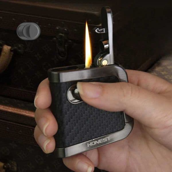 Honest Xiaguang ic Kerosine Lighter Oneclick Ejection Leather Highend Creative Retro Vintage Mens Gift W251009