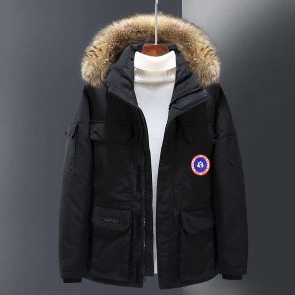 Gooser jacket men 2025 Designer Winter Warm Wolf Fur Hood Parka Pocket Windbreaker Luxury Down Coat Womens Doudoune Luxe Femme Puffer Canadas Jacket