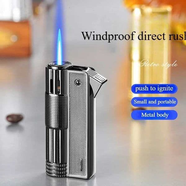 2025 Vintage Austrian Directflush Inflatable Lighter Light Luxury Windproof Press Ignition Lightweight Metal Body Lighter W251009