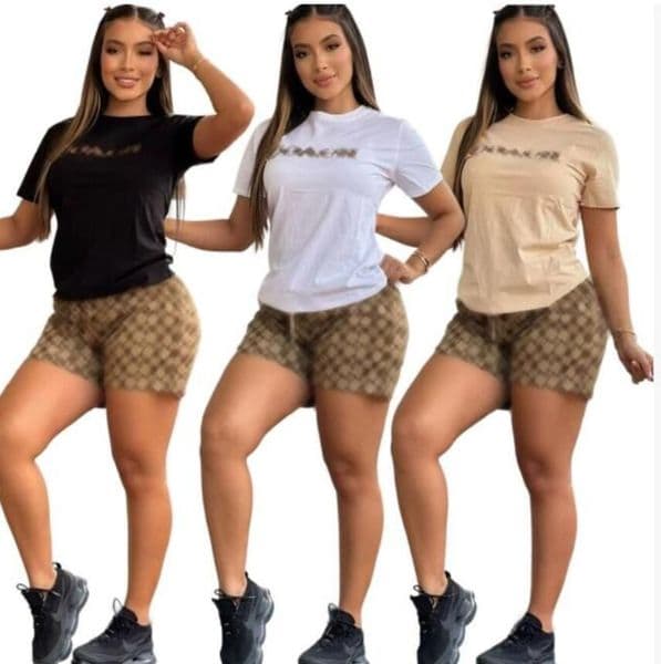 hot Womens Tracksuits Summer Printing T-shirt Short 2 Piece Set Casual Outfits Travel Jogging Clothing Daily Sports Woman Short Suit