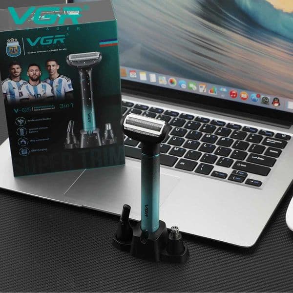 VGR 3in1 Mens Razors Hair Trimming Set Rechargeable Professional Foil Shaver Portable Nose Hair Ear Hair Eyebrow Trimmer 625W251009