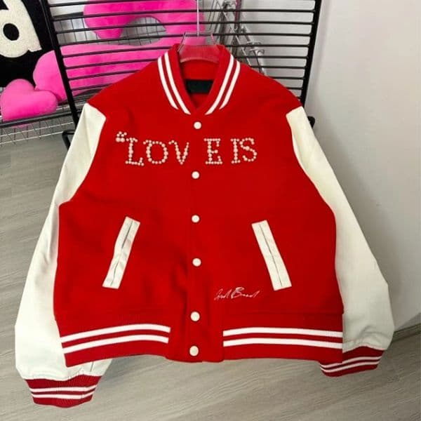 Designer jacket, embroidered patchwork baseball jersey, trendy pearl decoration, unisex jacket, coat, warm outdoor versatile
