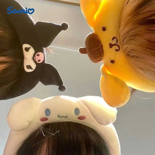 Sanrio 2PCS Kuromi melody Cinnamoroll Headband Cartoon Plush Wash Face Woman Headband Hair Accessories Headwear Holiday Gifts L251010