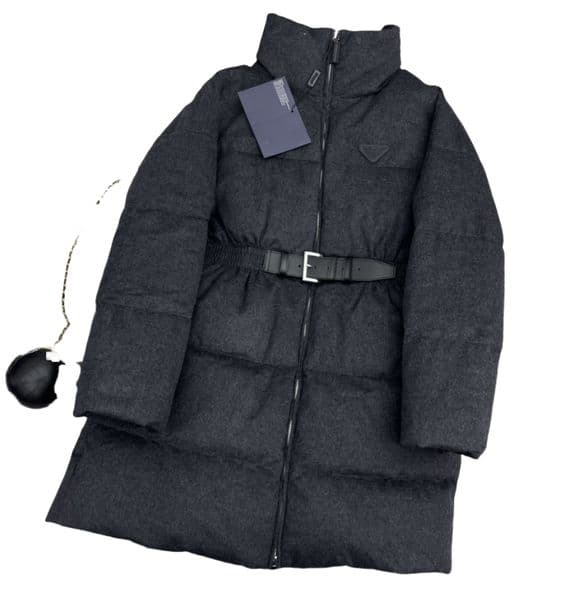 Designer Women's Down&Parkas Stand up Collar Zipper with Elastic Belt Cotton Jacket