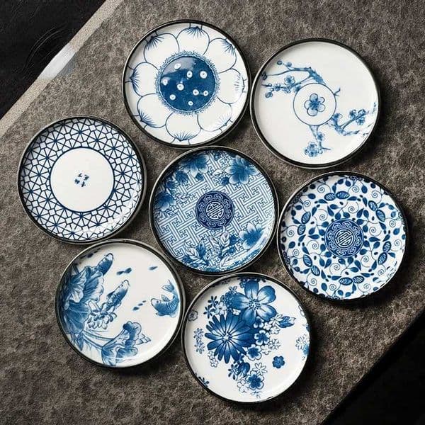 Retro Blue And White Porcelain Dinner Round Fruit Plate Ceramic Cooking Flower Pattern Dessert Dish Kitchen Utensils S251010 12545