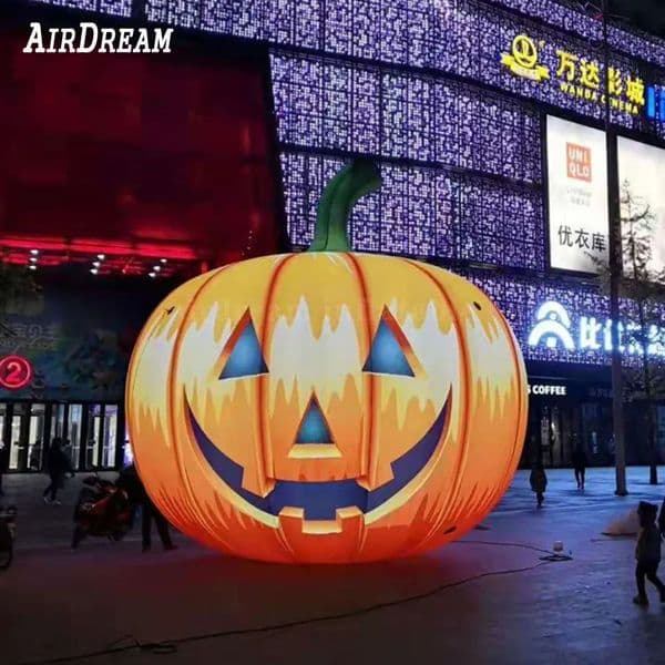 Wholesale Custom high quality 6m 20ft giant Inflatable Halloween Pumpkin Head with led light Balloon Decoration 4655621