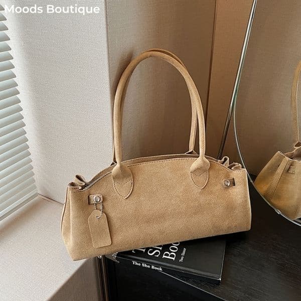 MOODS French Style Underarm Shoulder Bags For Women PU Suede Pure Color Tophandle Bag Autumn y ner Handbags 250924BJ