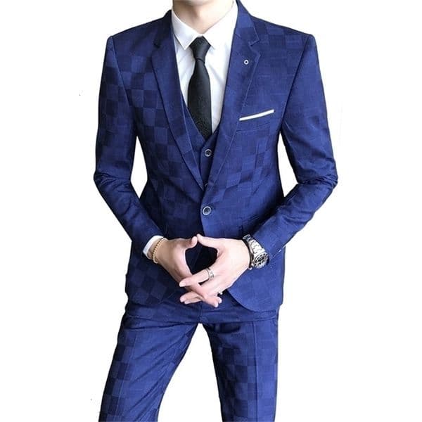 Men's Suits Blazers Jacket Pants Vest Men 3 Pieces Slim Casual Suit Trousers Set Male Wedding Groom Dress Business Blazers Coat Trousers Waistcoat 230227CJ
