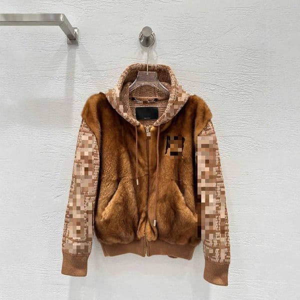 Women's Jackets Designer 2025 Autumn Winter New Wool Knitted Crown Velvet Mink Warm Thickened Hooded Fur Coat TDZK