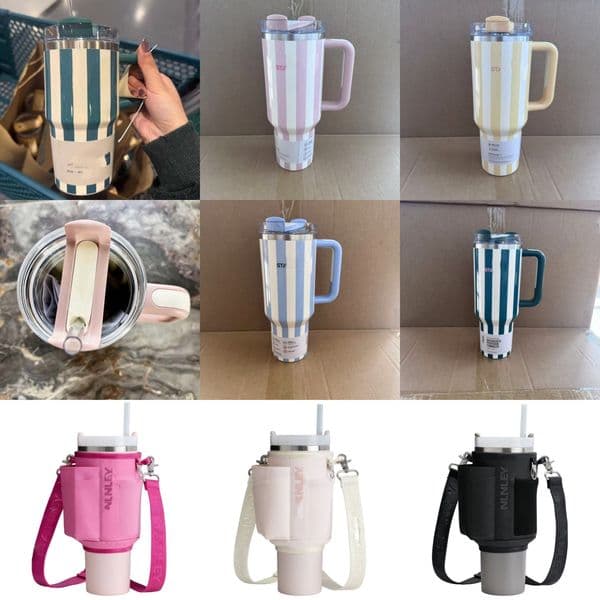 40oz Fashion Cup Tumbler with Handle and Straw Lid, Leak-proof Travel Coffee Mug, Stainless Steel Insulated Cup For Beverages, BPA Free