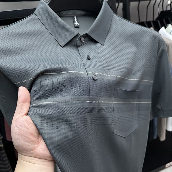 Designer Shirt Sleeve T-shirt For Men Summer Turn-down Collar Middle-aged Men's Polo Shirt Real Pocket Wrinkle-free Breathable Designer Hoodie Dad's Top