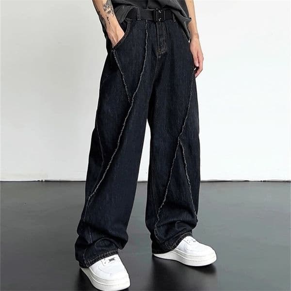 Men's Jeans HOUZHOU Hip Hop Distressed Jeans Pants Men Ripped Patchwork Denim Trousers Male Oversize Loose Casual Japanese Streetwear 5XL 230308CJ