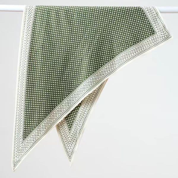 Korean Style Simple Green Polka Dot Double-Sided Printed Belt Versatile Decorative Women's Triangle Silk Scarf