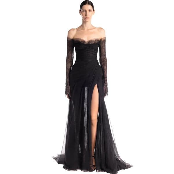 Sexy Modern Black Evening Pageant Dress 2026 Off the Shoulder Pleats Backless Silt Lace Tulle Mermaid Long Prom Formal Party Gowns Gala Robe De Soriee