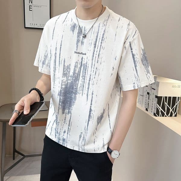 High-end Designer Hoodie Tie-dye Short-sleeve T-shirt For Men 2025 Summer New Designer Shirt Trendy Brand Heavy Ice Silk Cotton Loose Half-sleeve Tee Summer Wear
