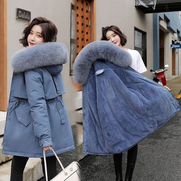 2025 New Winter Jacket Women's Mid-Length Korean Style Loose Plus Size Cotton Coat Trendy