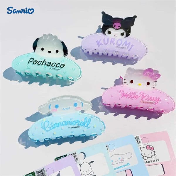 Sanrio 2PCS Kawaii Anime Grip Clip Cartoon Sweet Kuromi Melody Cinnamoroll Hairpin Cute Back Head Spoon Hairpin Headwear Shark Clip L251010