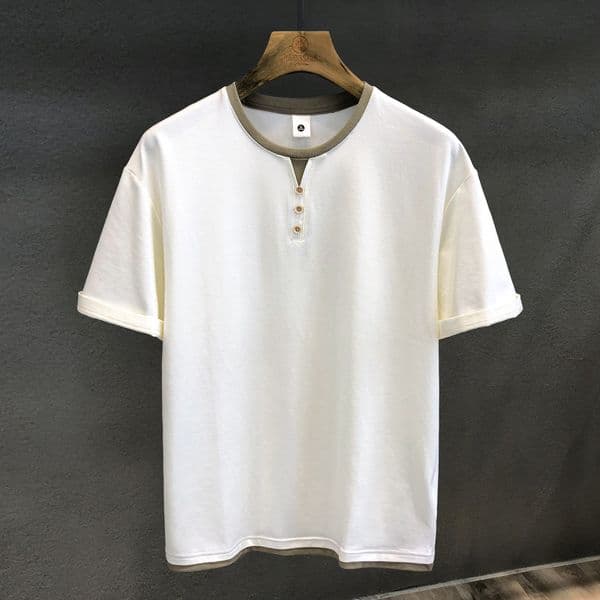Designer Hoodie Designer Shirt Soft Skin-friendly Two-piece Button V-neck Design Short Sleeve T-shirt Men's 2025 New American Style Tee Men's Clothing