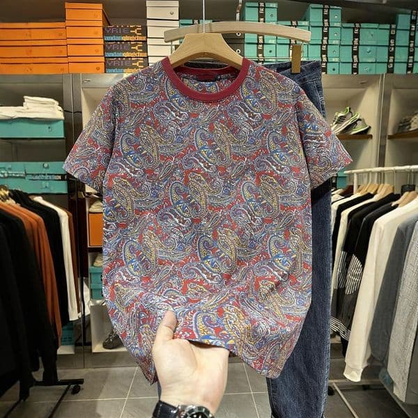 Cashew Flower Fashion Trendy Brand T-shirt For Men 2025 Summer Designer Shirt New Korean Designer Hoodie Style Slim Fit Short Sleeve Youth Thin Half Sleeve Tee