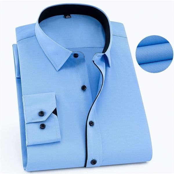 Men's Casual Shirts Plus Large Size 8XL 7XL 6XL Mens Business Casual Long Sleeved Shirt Classic Striped Male Social Dress Shirts Purple Blue HOWDFEO 230314CJ
