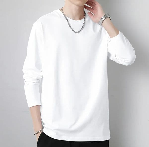 300g Heavyweight White Pure Cotton Designer Shirt Long Sleeve T-shirt Designer Hoodie For Men And Women Autumn And Winter Inner Wear Loose Simple Casual Base Shirt