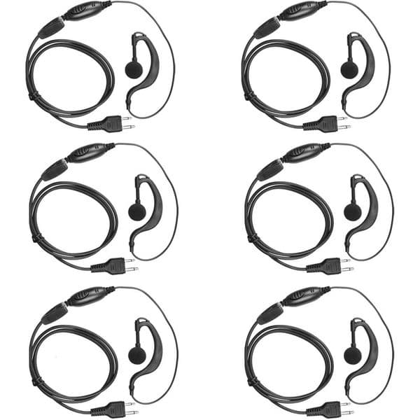 Headset, 2-Pin G-Clip Walkie-Talkie Earpiece Microphone PTT Compatible with Midland LXT118 GXT1000VP4 LXT500VP3 LXT600VP3 LXT380 Two-Way Radio 6-Pack