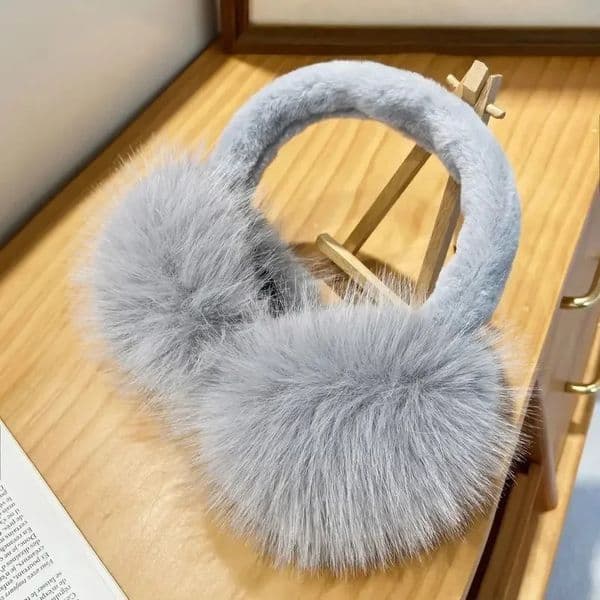 White Fur Furry Earmuffs for Women Girls Winter Outdoor Cycling Windproof Keep Warm Ear Covers Folding Soft Cute Plush Ear Cover 251010