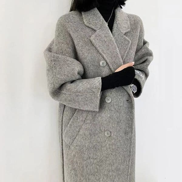 Wool Coats For Women Notched Double Breasted Belt Female y Elegant Clothing Spring Winter 241217