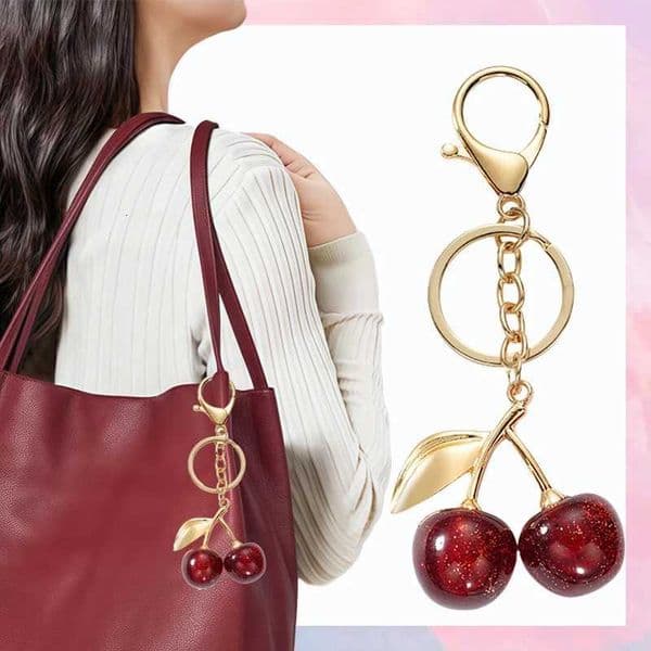 Chain For woman necklace Man Fashion Key Chain Cute Resin Red Cherry Pendant Women Backpack Decorative Accessories Crystal