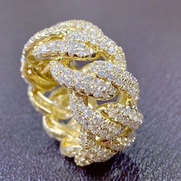 Europe and The United States Full Circle of Diamonds Hiphop Winding Chain Ring Mens Personalized Highquality Accessories 251010