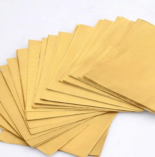 Gift Wrap 100 Sheets 2020cm Gold Aluminium Foil Wrapper Paper Wedding Chocolate Candy Wrapping4375543