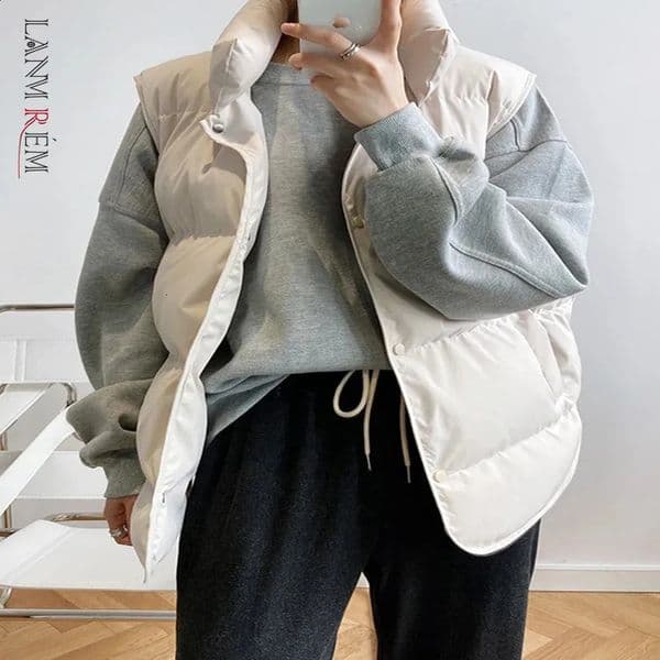 Lamb down cotton vest womens lapel zipper n single chest solid color jacket autumn and winter clothing 2Z2421 240918