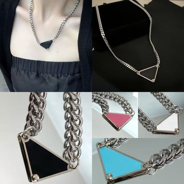 Designer necklace silver color mens necklace women letters trendy punk men enamel cool street womens pendants necklaces ladies chains luxury jewlery ZB011 F23