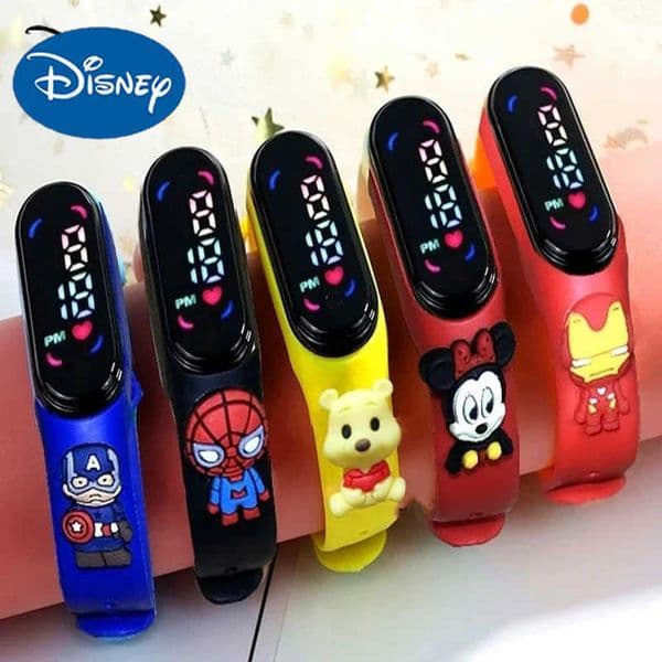 Disney New Frozen Princess Mickey Mouse Avengers Spiderman LED Kids Sports Touch Cartoon Electronic Watch Boys Girls Toys Gifts H251011