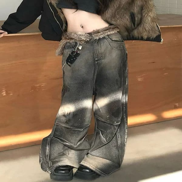 Women Black Y2k Oversize Jeans Harajuku Wide Leg Denim Trouser Japanese 2000s Style Baggy Jean Long Pants Vintage Clothe 250530