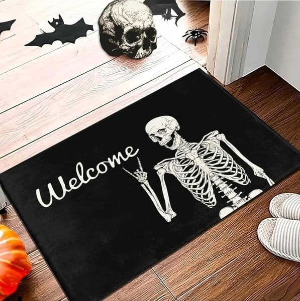 Skull Doormat Funny Halloween Skull Welcome Door MatLiving Room Kitchen Floor Mat Home Halloween Indoor Outdoor Decoration C251011