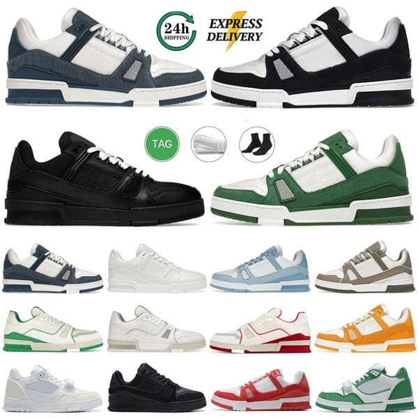Designer Casual Shoes For Mens Womens Low Trainers Denim Black Blue Green Luxury Plate-forme Sports Skate Walking Sneakers Luxury Men Trainer