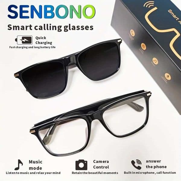 SENBONO NEW Smart Glasses With Sunglasses Open Ear Headsets HandsFree Calling Sunglasses Antiblue Light Glasses For Men Womem X251011